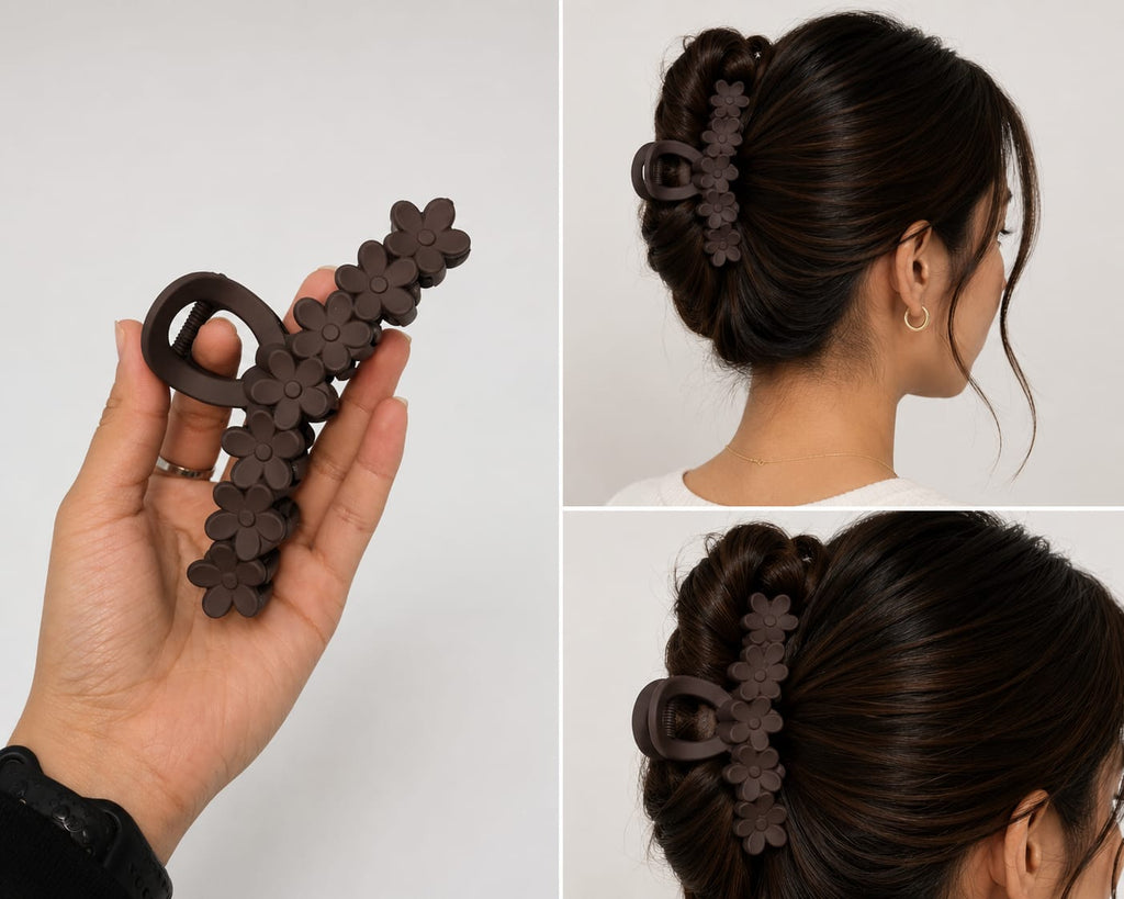 Elegant Floral Matte Hair Claw Clip