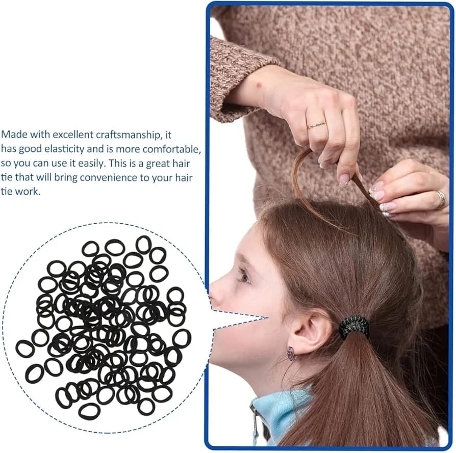 Hair Elastic Bands (Black & White Set)