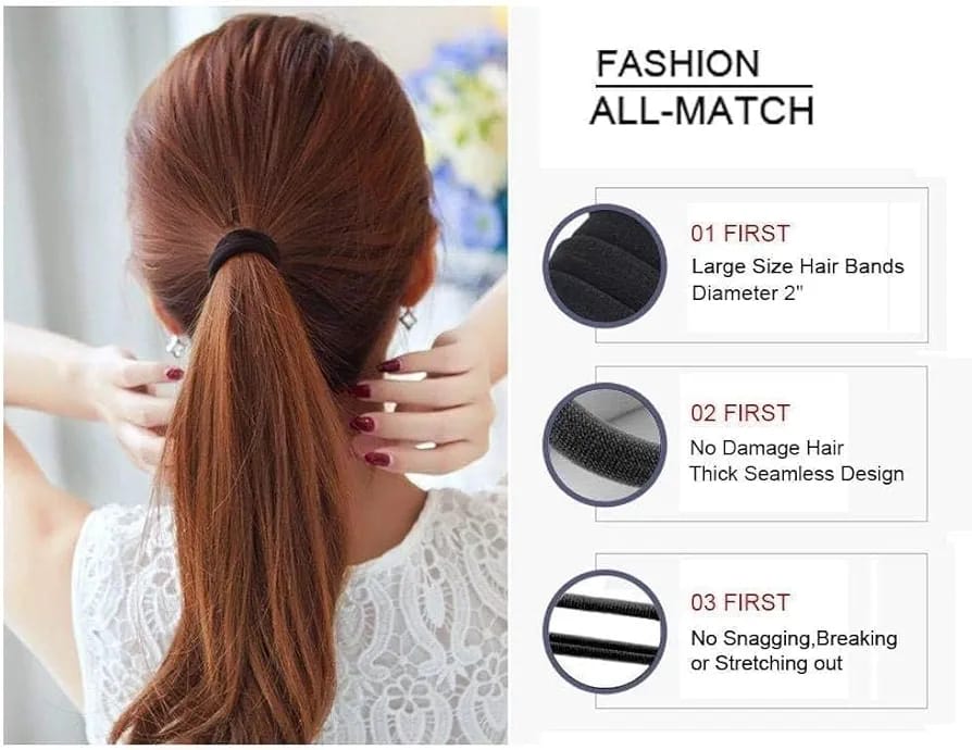 Hair Elastic Bands (Black & White Set)