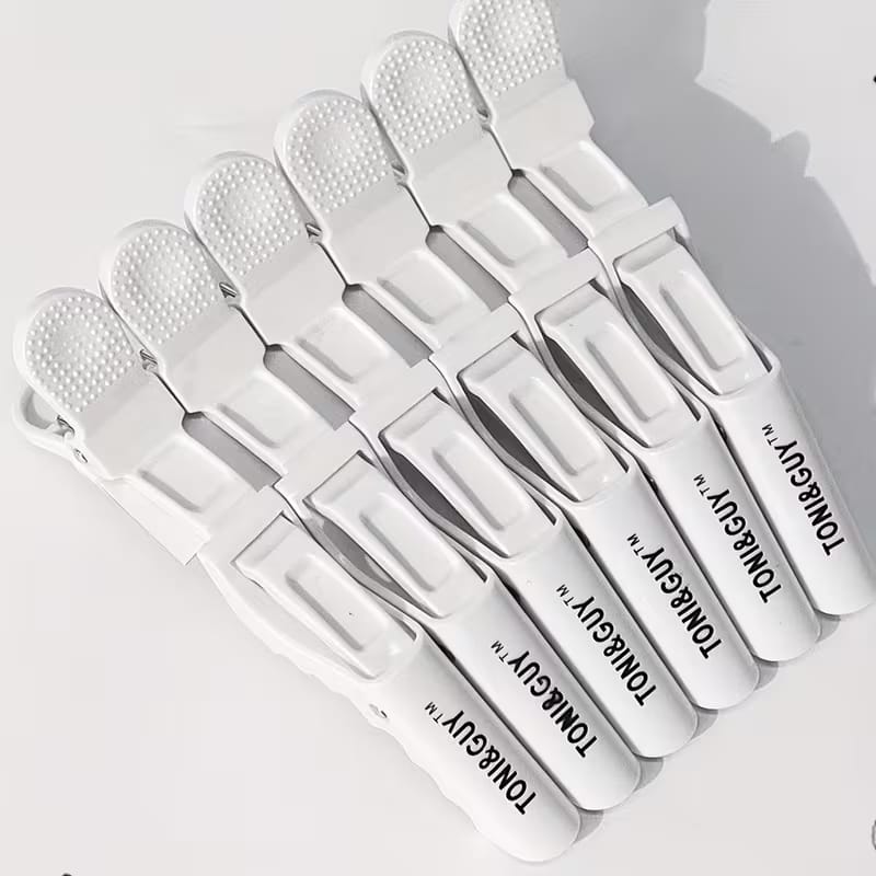 White Hair Sectioning Clips (Pack of 6) – Professional Non-Slip Salon Hair Clips