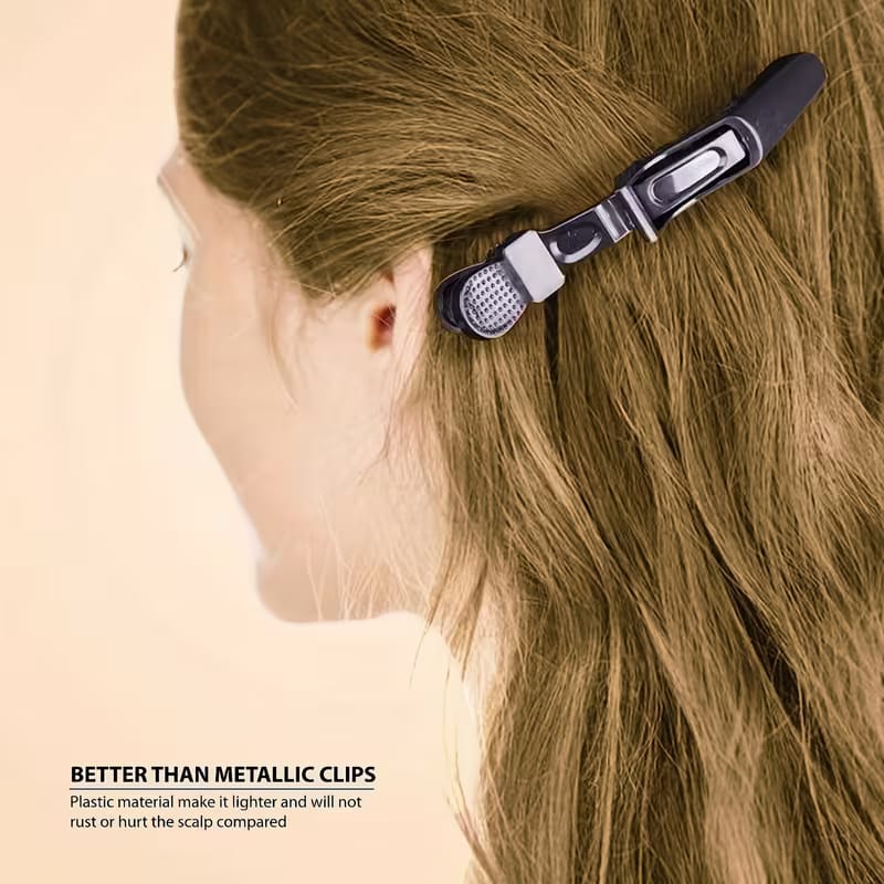 White Hair Sectioning Clips (Pack of 6) – Professional Non-Slip Salon Hair Clips