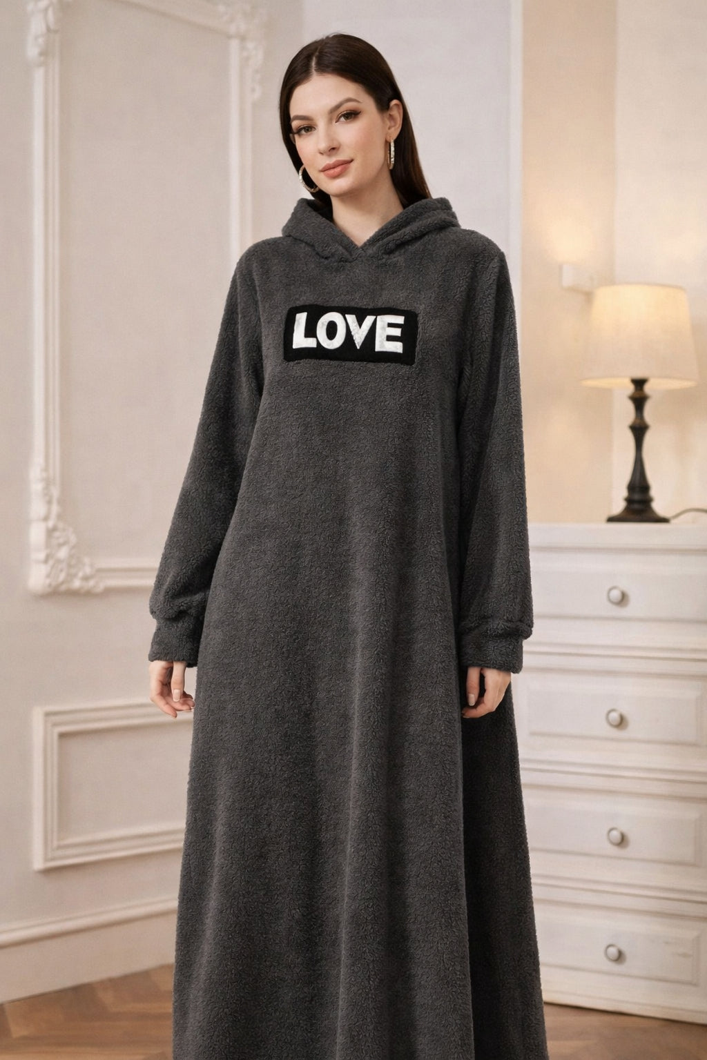 Minimal Luxe Hooded Maxi Lounge Dress