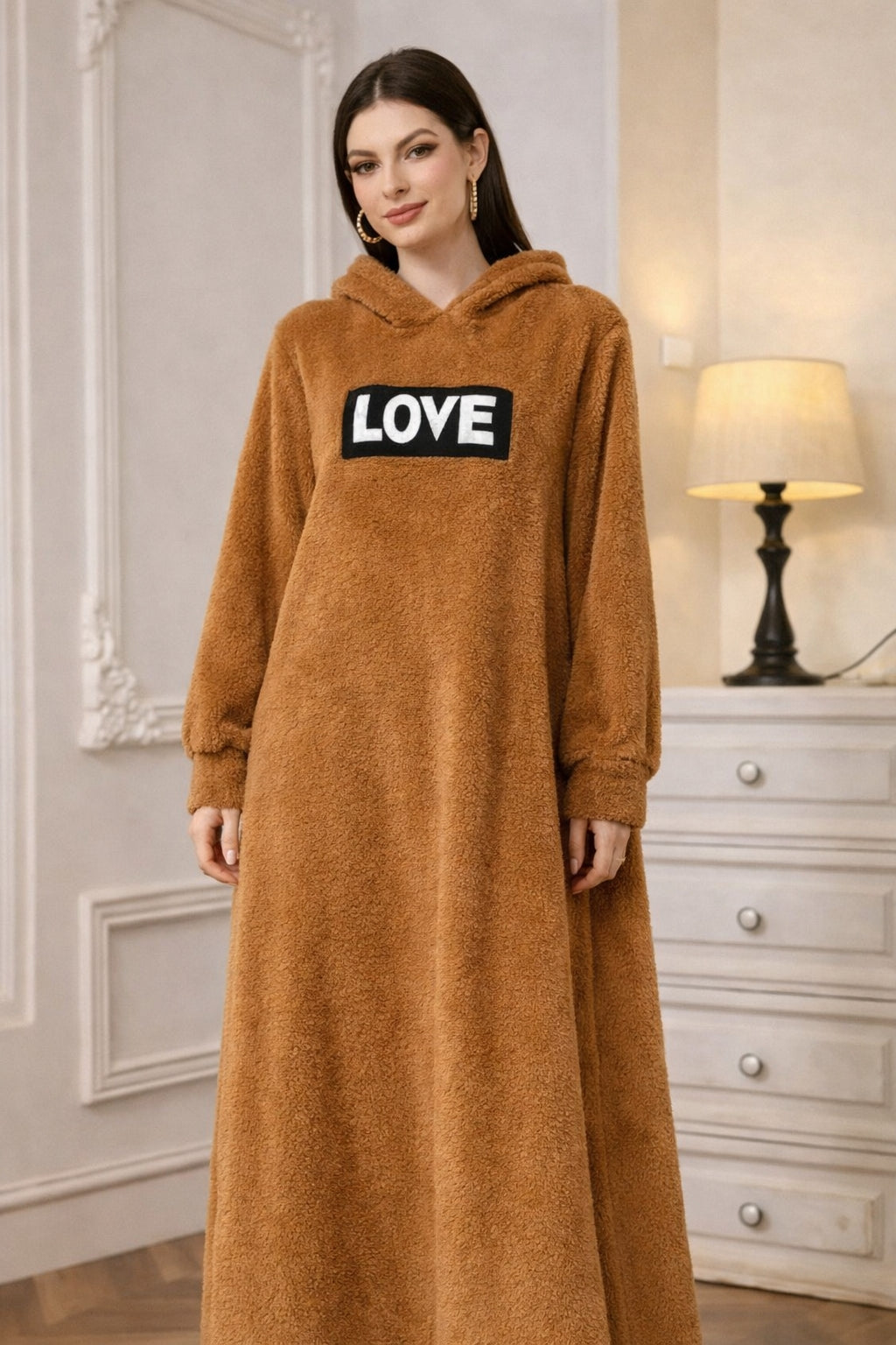 Minimal Luxe Hooded Maxi Lounge Dress