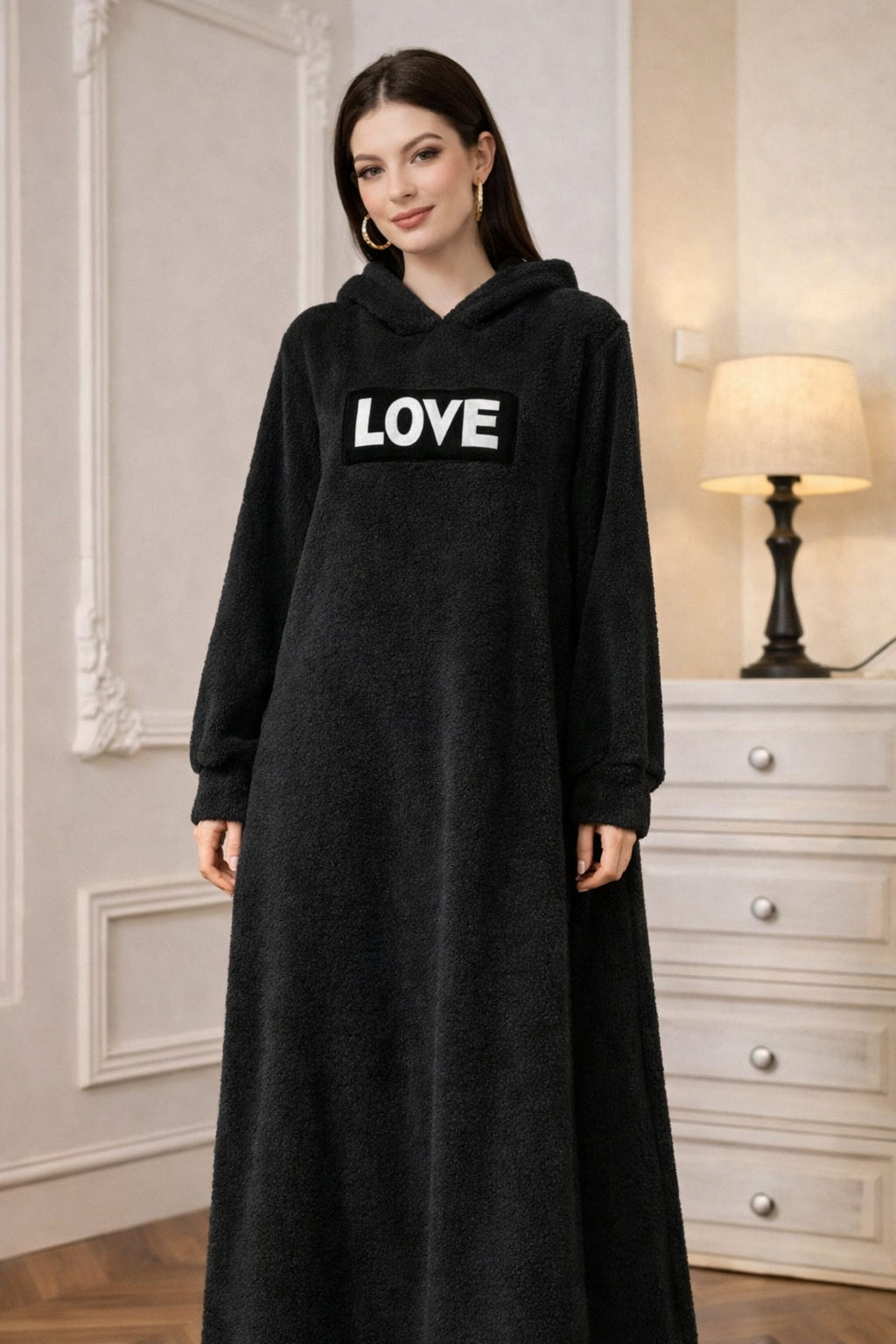 Minimal Luxe Hooded Maxi Lounge Dress