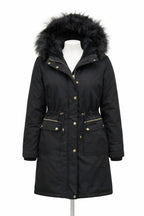 Fur Hooded Mid-Thigh Length Jacket