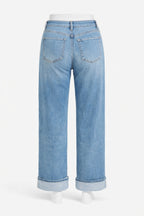 High-Waisted Rolled Up Wide Leg Jeans - DYQ400