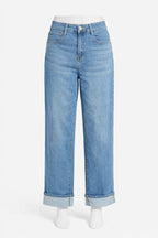 High-Waisted Rolled Up Wide Leg Jeans - DYQ400