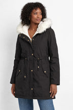 Fur Hooded Mid-Thigh Length Jacket