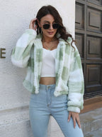 Cozy Check Cropped Sherpa Jacket
