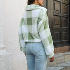 Cozy Check Cropped Sherpa Jacket