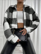 Cozy Check Cropped Sherpa Jacket