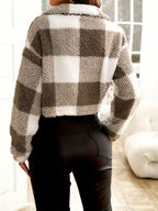 Cozy Check Cropped Sherpa Jacket