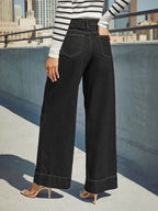 Women’s High Waist Wide Leg Black Jeans