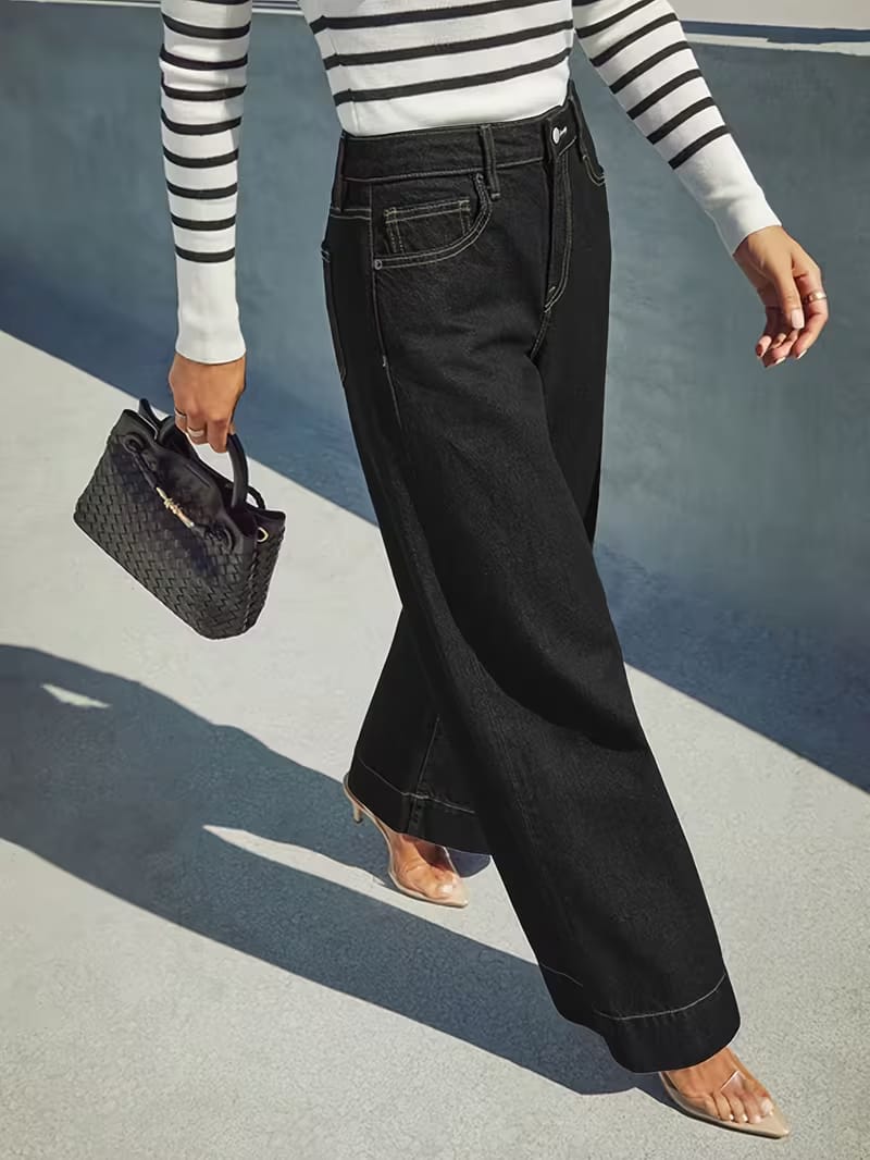 Women’s High Waist Wide Leg Black Jeans