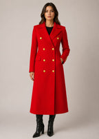 Elegant Double-Breasted Longline Coat – Plus Size Formal Overcoat
