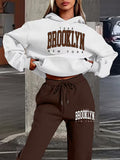 Brooklyn Print Sweatshirt & Jogger Two-Piece Set for Women