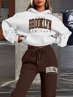 Brooklyn Print Sweatshirt & Jogger Two-Piece Set for Women