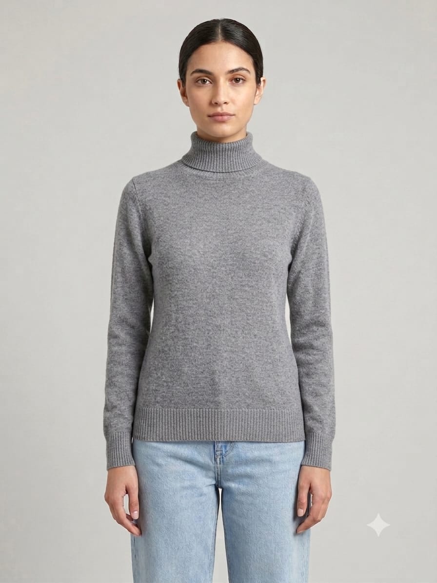 Fleece-Lined Turtleneck Knit Sweater