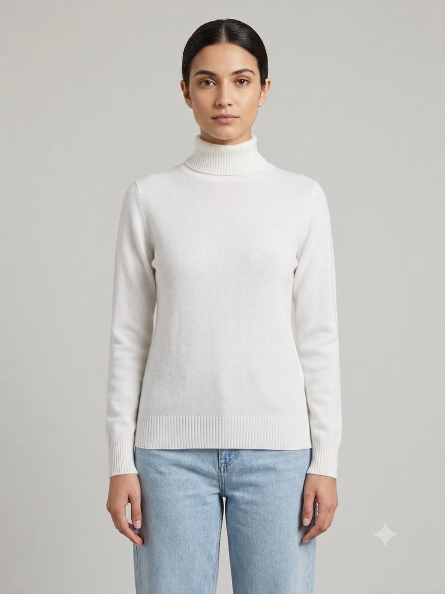 Fleece-Lined Turtleneck Knit Sweater