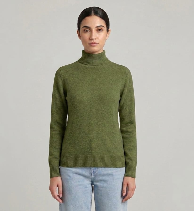 Fleece-Lined Turtleneck Knit Sweater