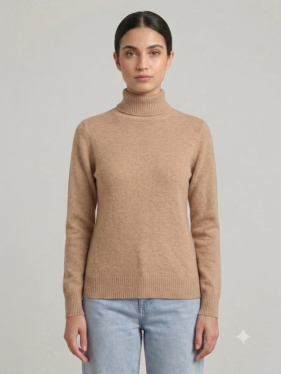 Fleece-Lined Turtleneck Knit Sweater