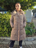 Elegant Long Hooded Puffer Coat Jacket