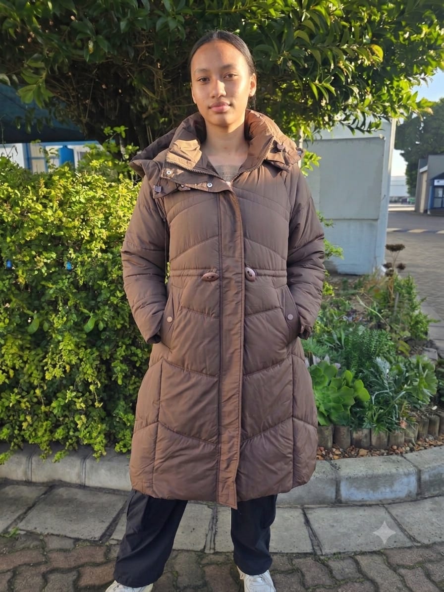 Elegant Long Hooded Puffer Coat Jacket