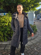 Elegant Long Hooded Puffer Coat Jacket