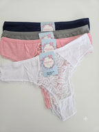 Women’s Lace Trim Thong Panty 2PC