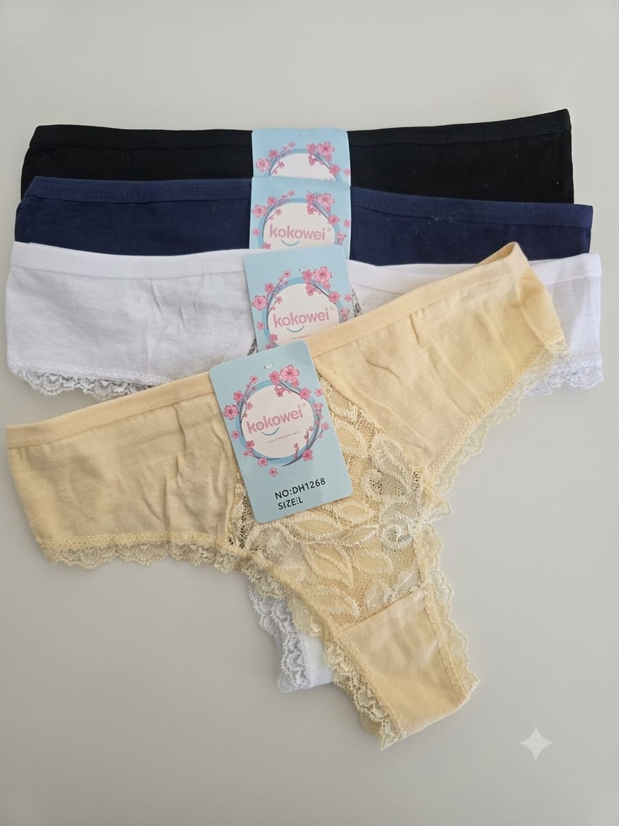 Women’s Lace Trim Thong Panty 2PC