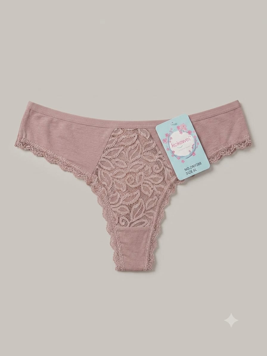 Women’s Lace Trim Thong Panty 2PC