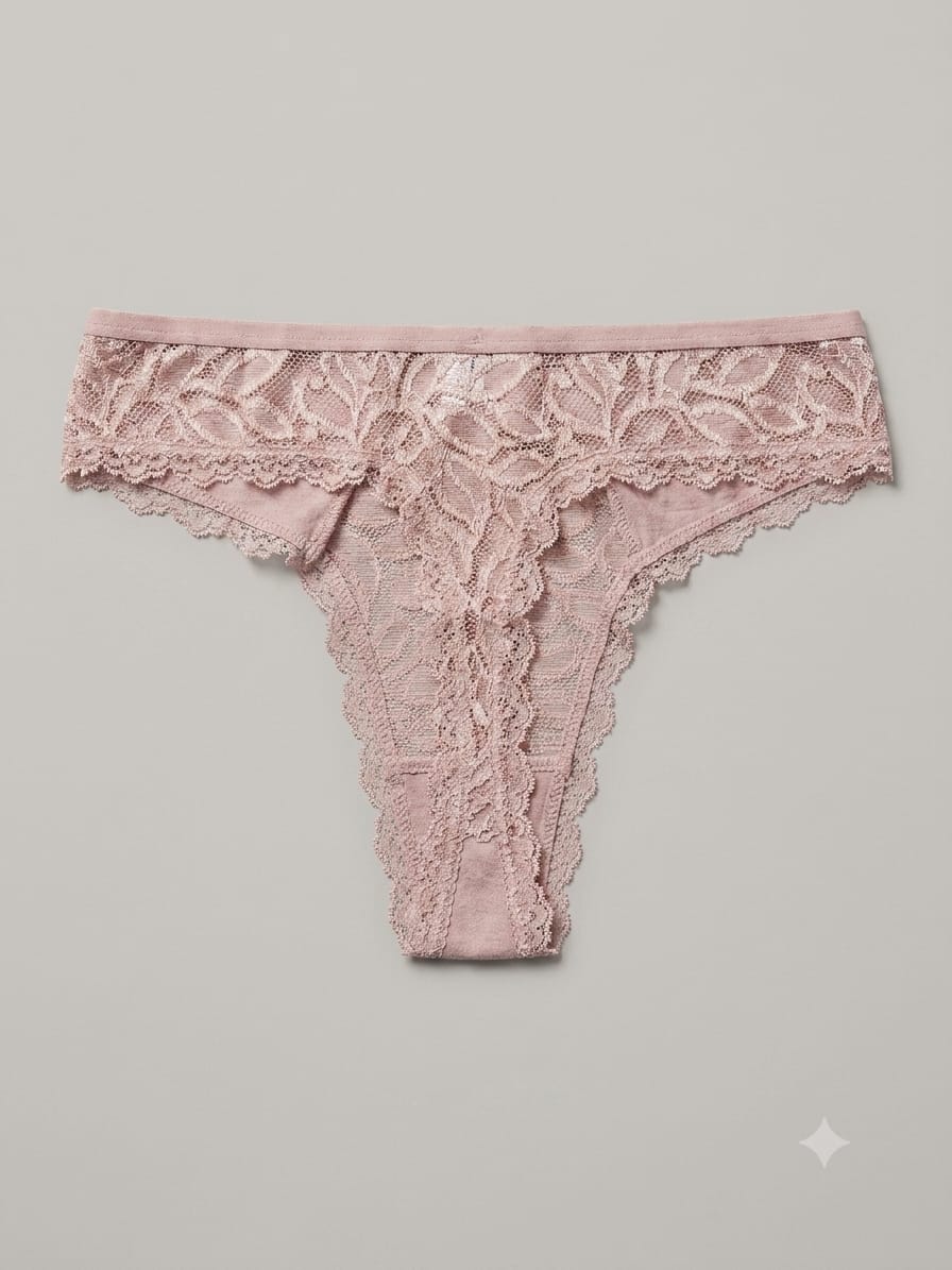Women’s Lace Trim Thong Panty 2PC