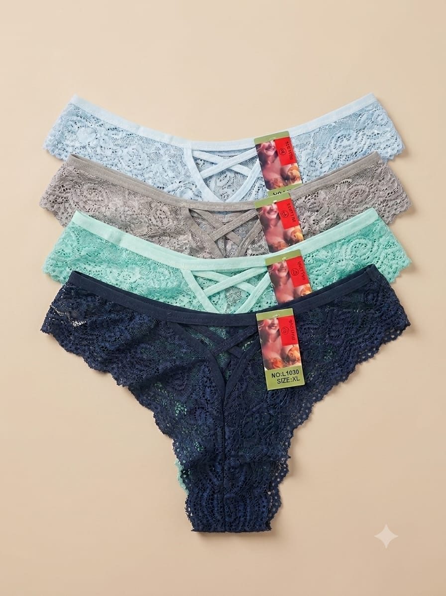 Women’s Cut Out Laced Thong Panty 2pc
