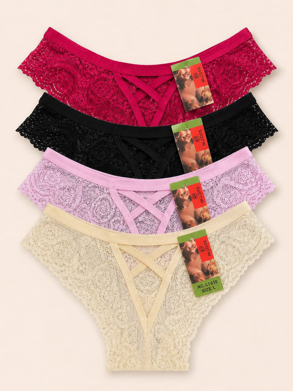Women’s Cut Out Laced Thong Panty 2pc