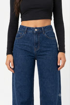 Dark Blue Washed Out Denim Jeans – Relaxed Fit - DYQ-382