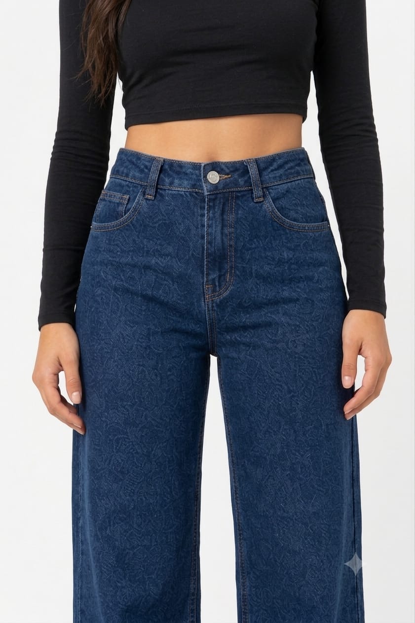 Dark Blue Washed Out Denim Jeans – Relaxed Fit - DYQ-382