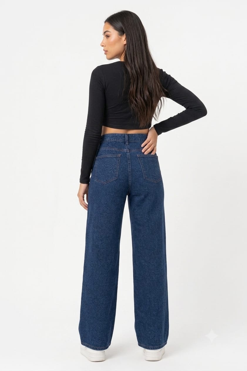 Dark Blue Washed Out Denim Jeans – Relaxed Fit - DYQ-382