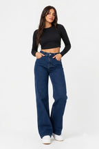 Dark Blue Washed Out Denim Jeans – Relaxed Fit - DYQ-382