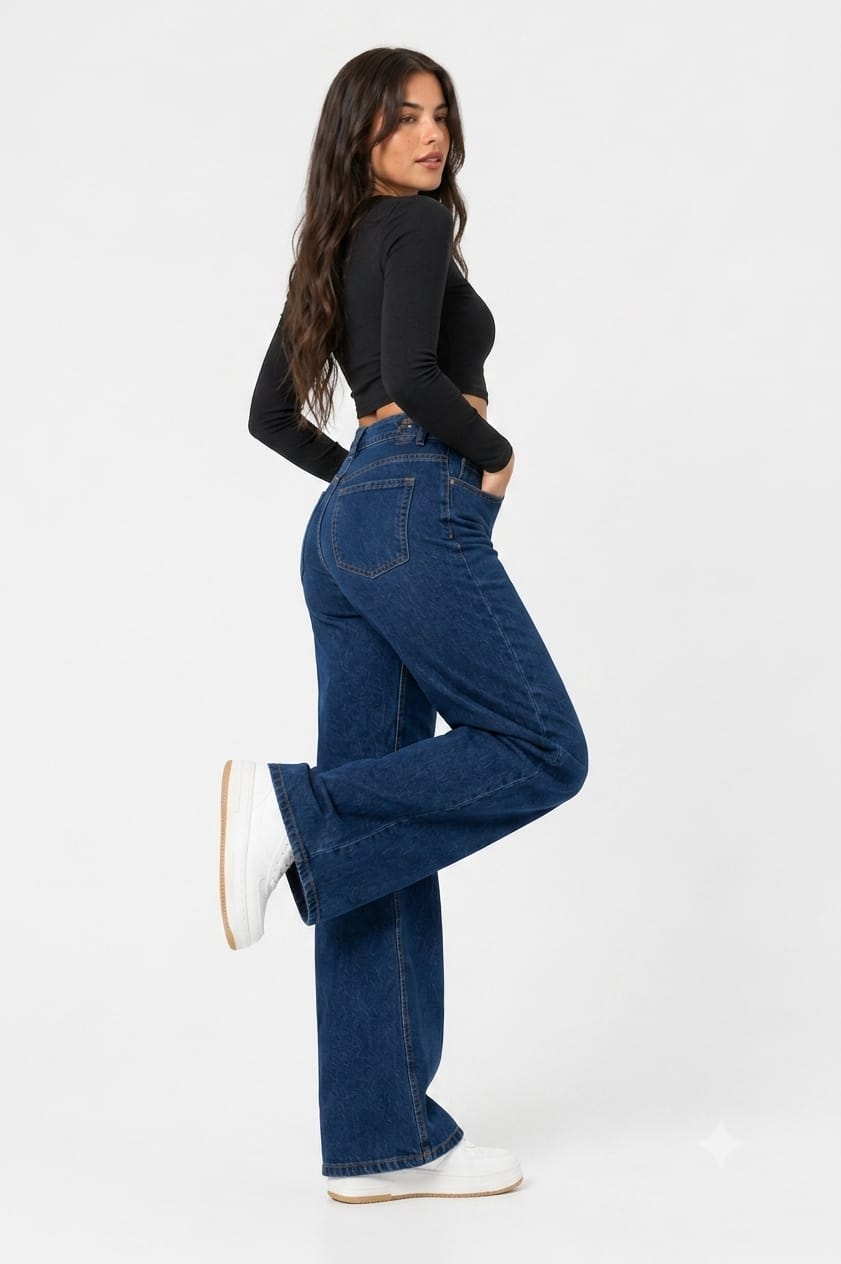 Dark Blue Washed Out Denim Jeans – Relaxed Fit - DYQ-382
