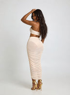 Women's Ruched Midi Skirt 3-Piece Set