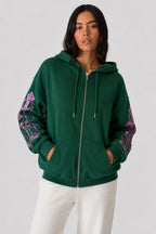 Y2K Oversized Graphic Sleeve Zip-Up Hoodie