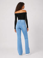 High-Waisted Ligh Wash Flare Denim Jeans DYQ 373