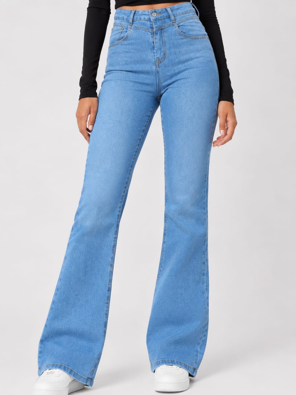 High-Waisted Ligh Wash Flare Denim Jeans DYQ 373