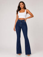 Women's Dark Denim Blue Flare Jeans FA-4473