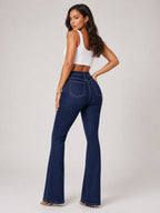 Women's Dark Denim Blue Flare Jeans FA-4473