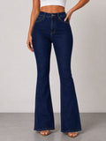Women's Dark Denim Blue Flare Jeans FA-4473