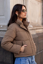 High-Neck Cropped Puffer Jacket