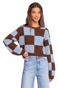 Check Block Knit Jersey