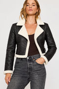 Teddy-Lined Faux Leather Jacket