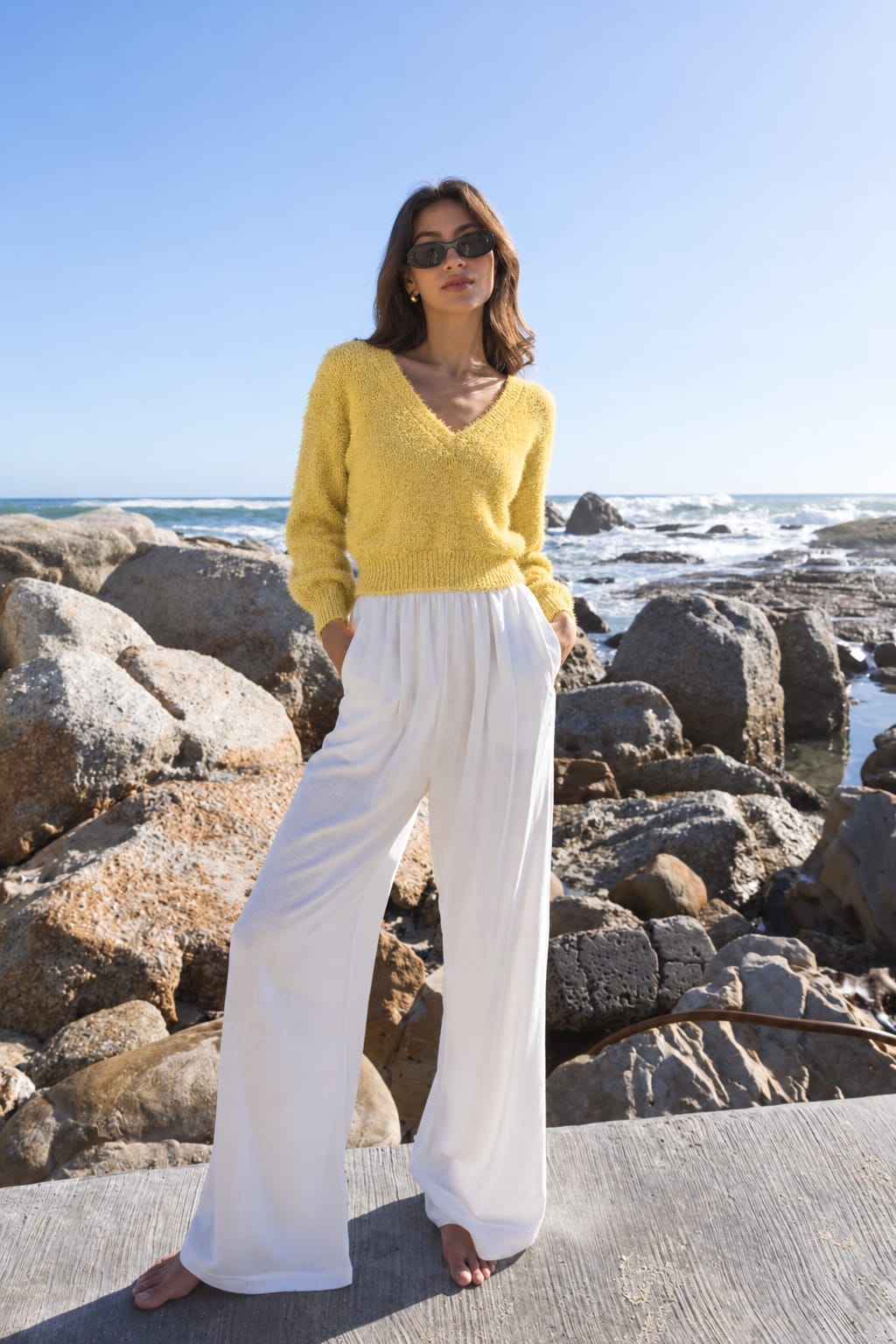 Soft-Touch V-Neck Knit Jersey